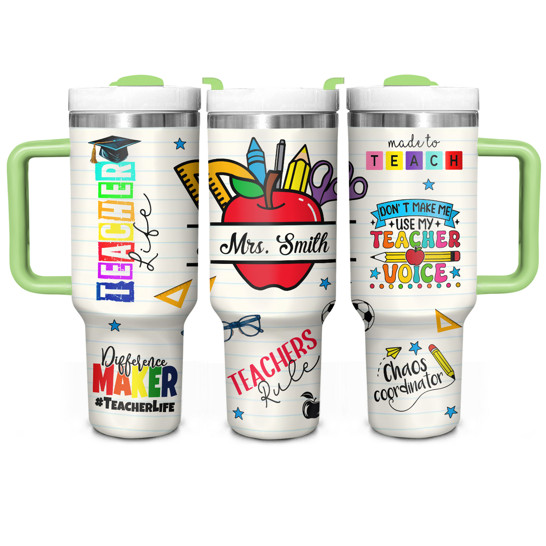 Teacher Life - Personalized Tumbler With Handle - Gift for Teacher NCU0PT038