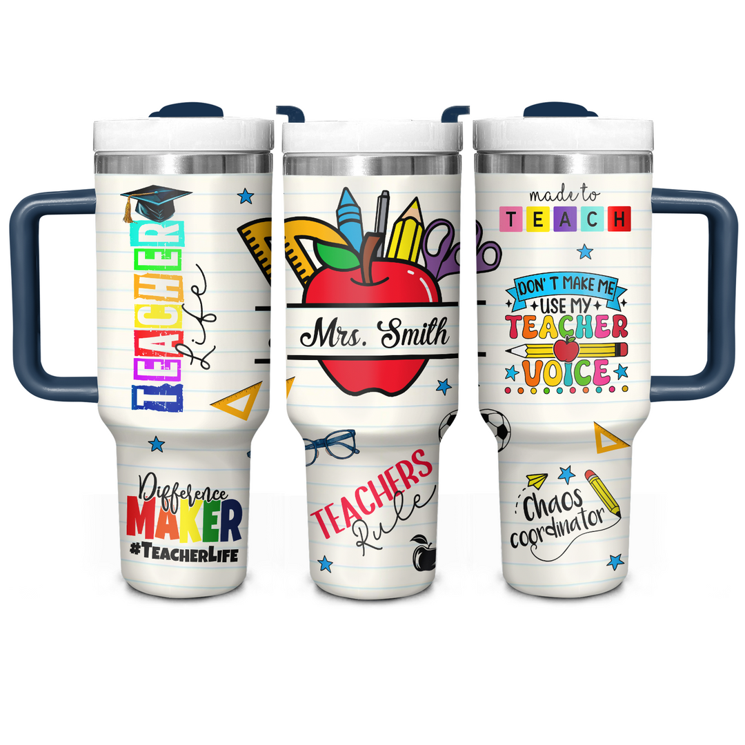 Teacher Life - Personalized Tumbler With Handle - Gift for Teacher NCU0PT038