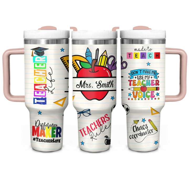 Teacher Life - Personalized Tumbler With Handle - Gift for Teacher NCU0PT038
