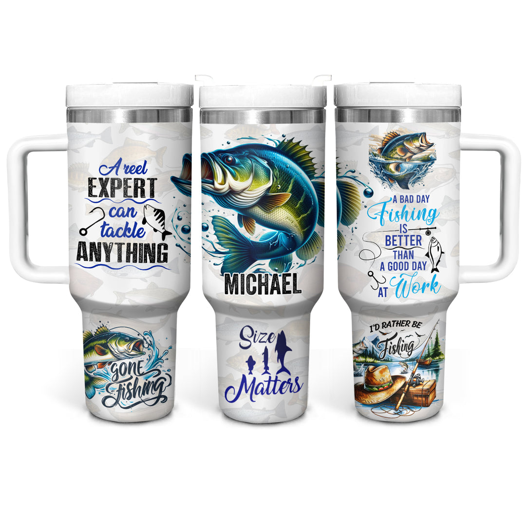 Gone Fishing - Personalized Tumbler With Handle - NCU0DK034