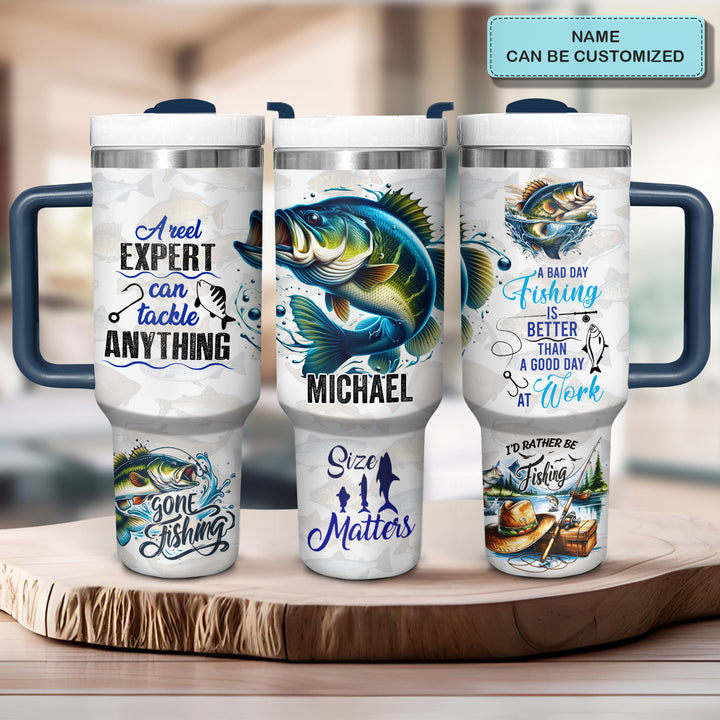 Gone Fishing - Personalized Tumbler With Handle - NCU0DK034