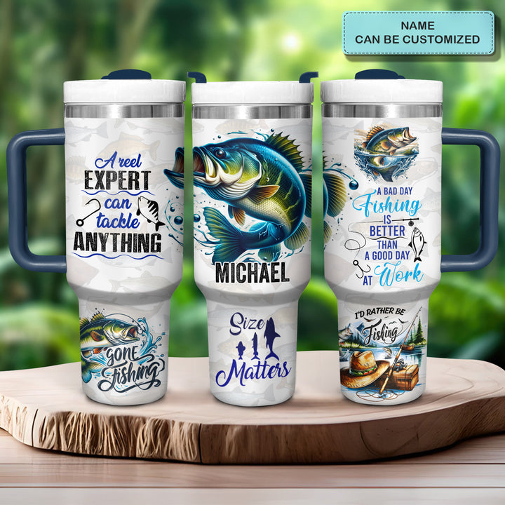 Gone Fishing - Personalized Tumbler With Handle - NCU0DK034