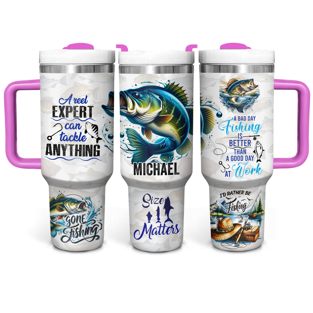 Gone Fishing - Personalized Tumbler With Handle - NCU0DK034