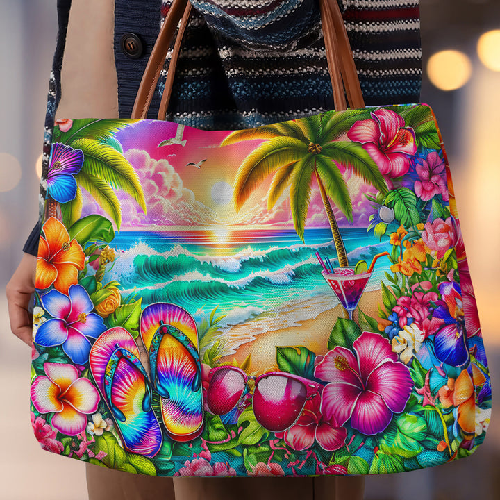 Tropical Beach Sunset - Tote Bag - Gift For Beach Lover - NCU0DV066