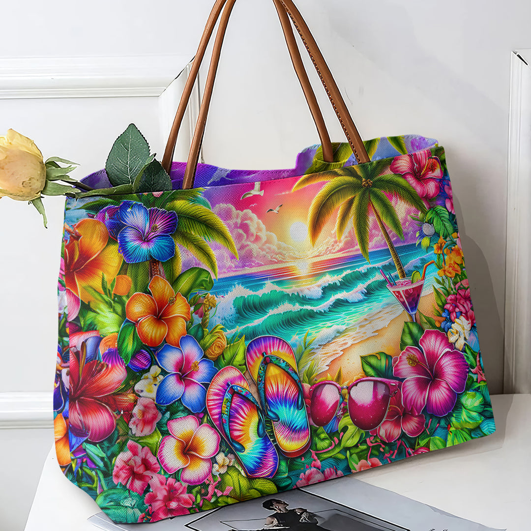 Tropical Beach Sunset - Tote Bag - Gift For Beach Lover - NCU0DV066