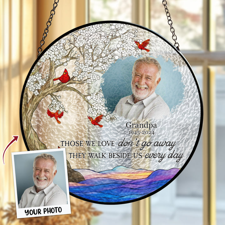 No Longer By My Side - Stained Glass Window Hanging Suncatcher - Memorial Gift For Family Members