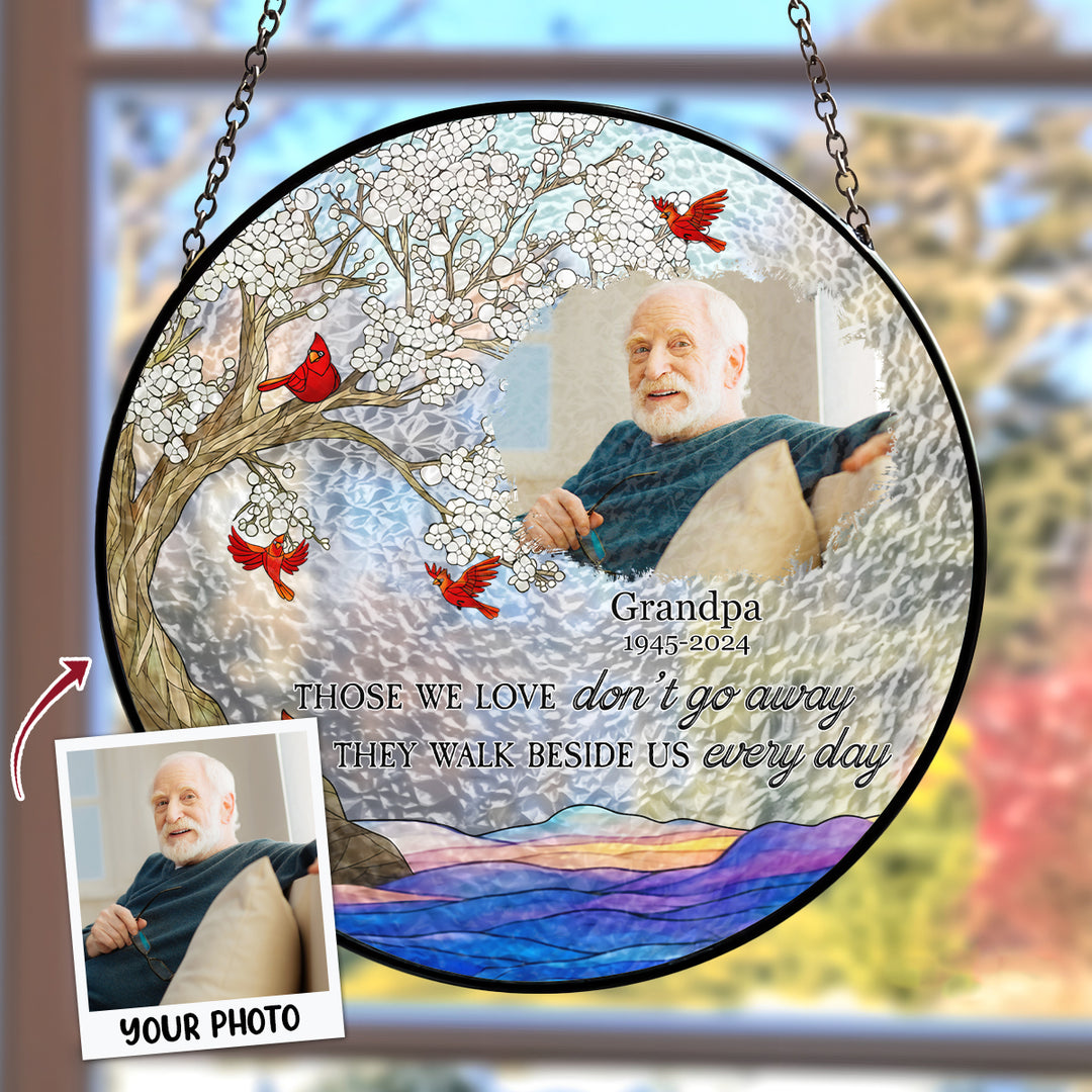 No Longer By My Side - Stained Glass Window Hanging Suncatcher - Memorial Gift For Family Members