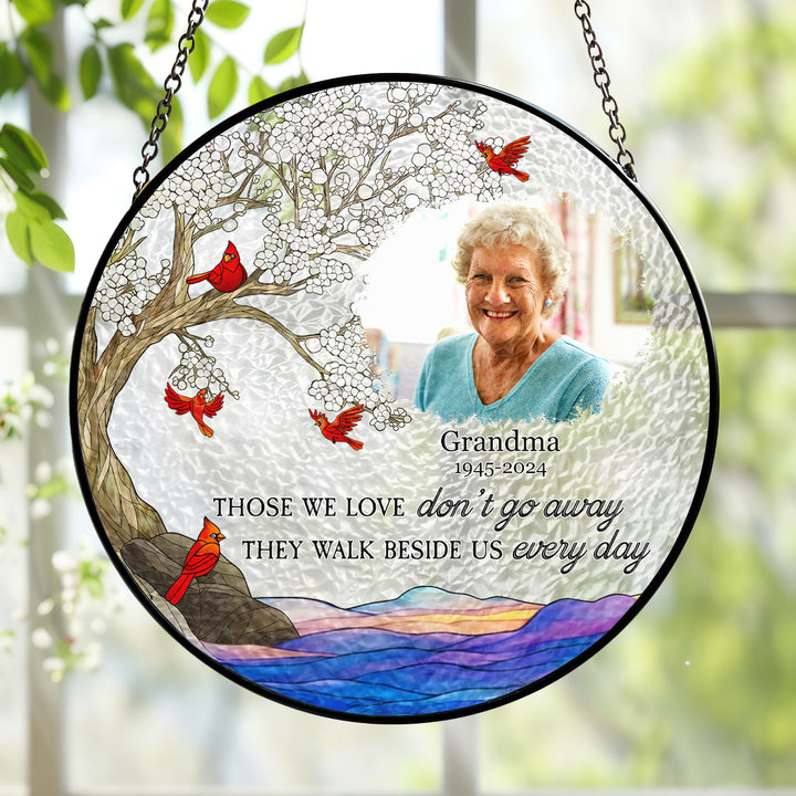 No Longer By My Side - Stained Glass Window Hanging Suncatcher - Memorial Gift For Family Members