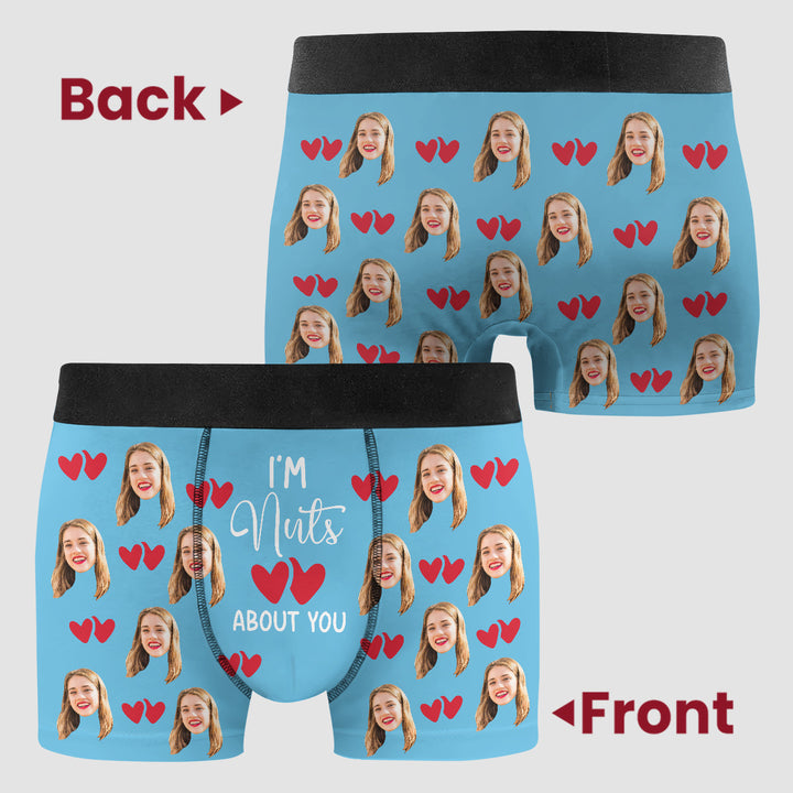 I'm Nuts About You - Personalized Custom Men's Boxer Briefs - Gift For Couple, Boyfriend, Husband