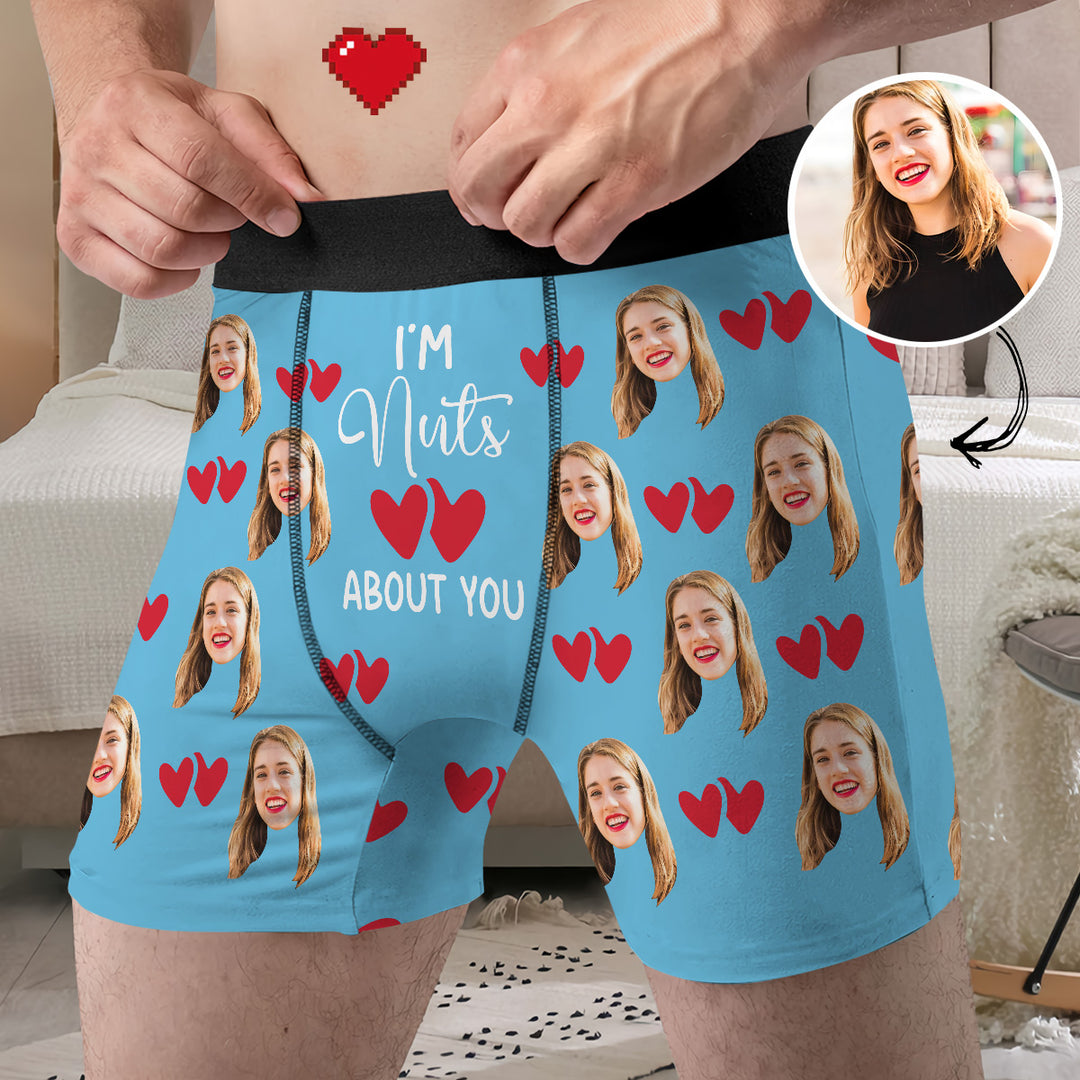 I'm Nuts About You - Personalized Custom Men's Boxer Briefs - Gift For Couple, Boyfriend, Husband