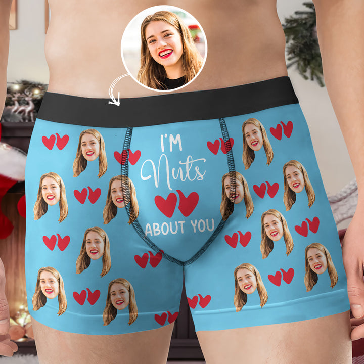 I'm Nuts About You - Personalized Custom Men's Boxer Briefs - Gift For Couple, Boyfriend, Husband