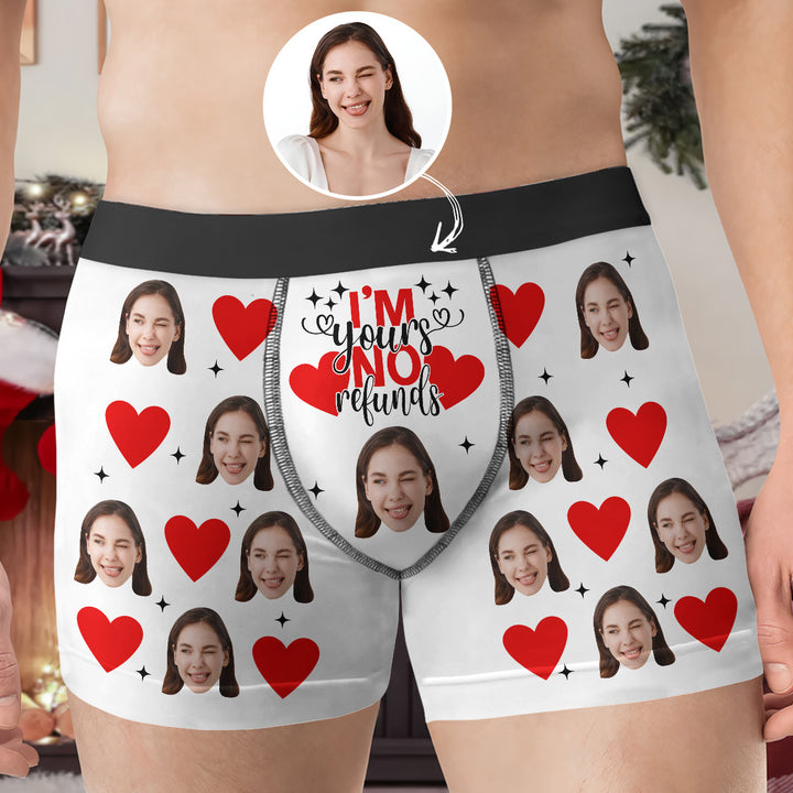 I'm Yours No Refund - Personalized Custom Men's Boxer Briefs - Gift For Couple, Boyfriend, Husband