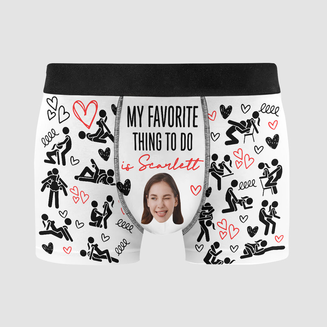My Favorite Thing To Do - Personalized Custom Men's Boxer Briefs - Gift For Couple, Boyfriend, Husband