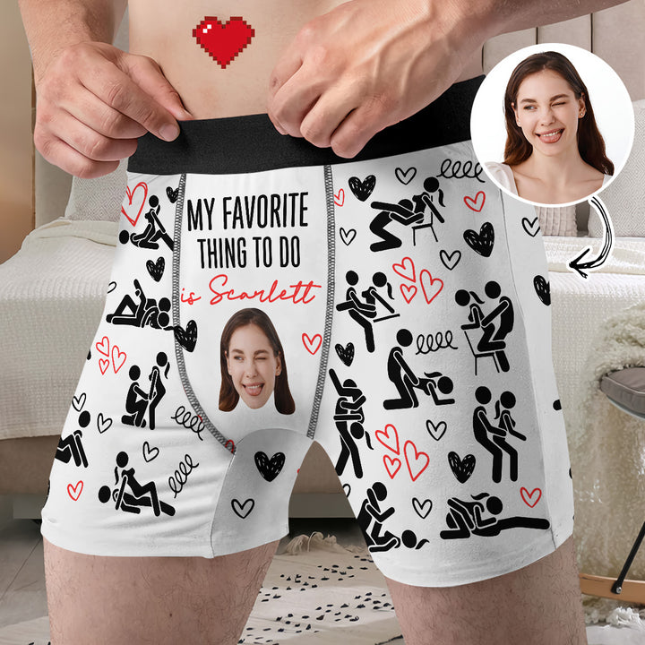 My Favorite Thing To Do - Personalized Custom Men's Boxer Briefs - Gift For Couple, Boyfriend, Husband