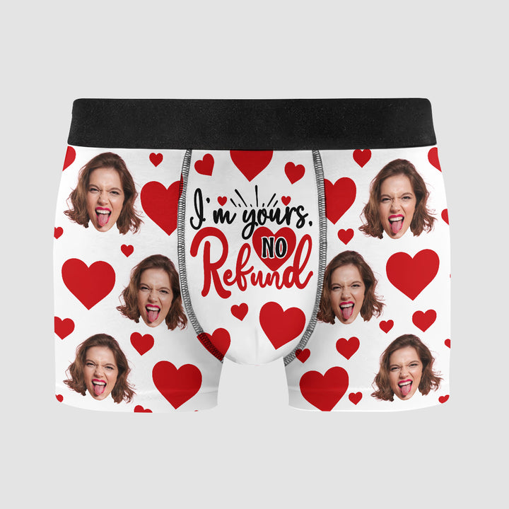 I'm Yours No Refunds - Personalized Custom Men's Boxer Briefs - Gift For Couple, Boyfriend, Husband