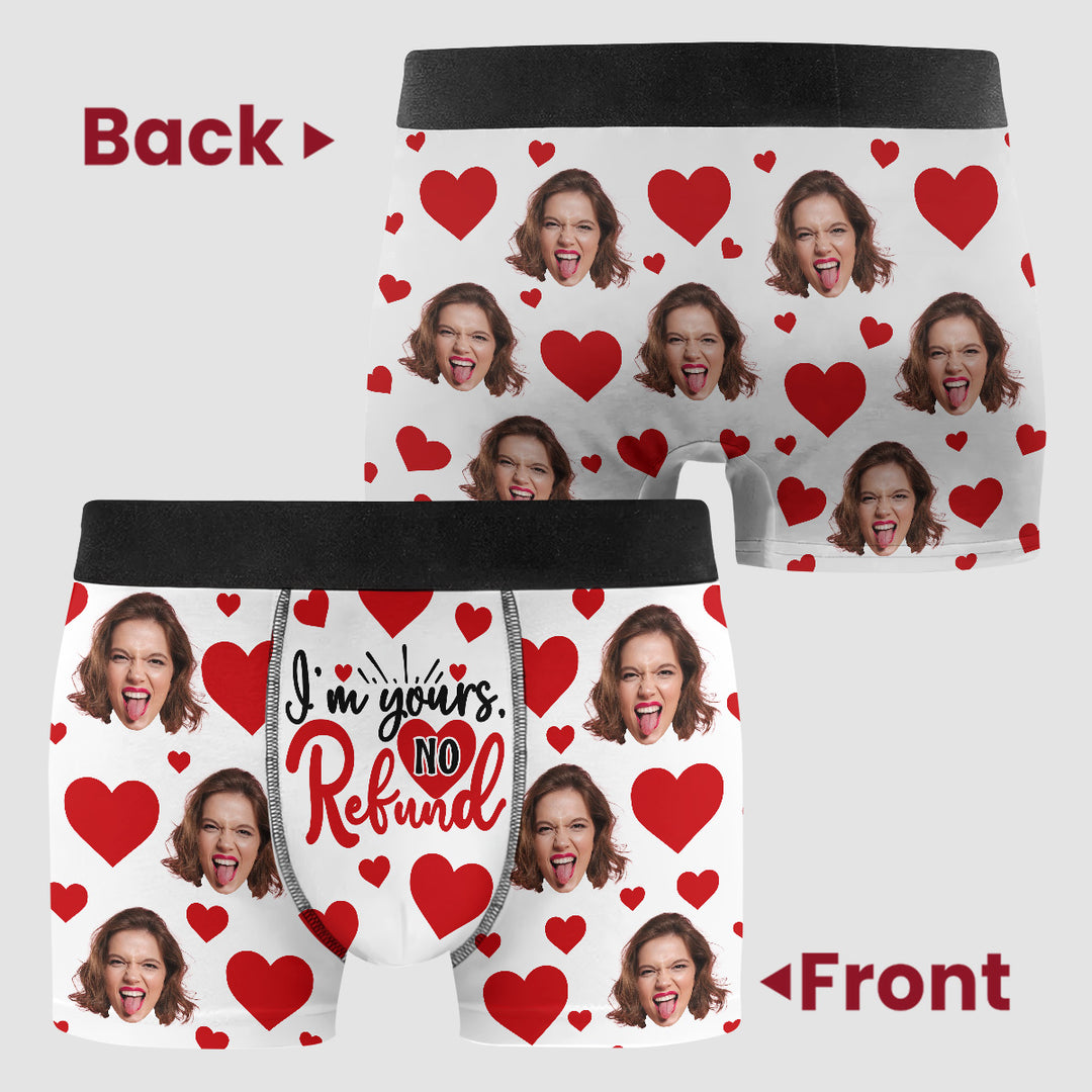 I'm Yours No Refunds - Personalized Custom Men's Boxer Briefs - Gift For Couple, Boyfriend, Husband