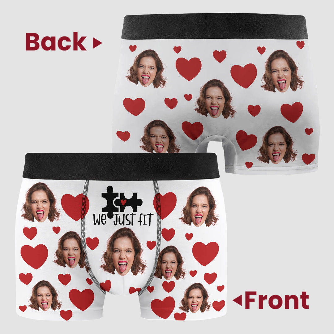 We Just Fit - Personalized Custom Men's Boxer Briefs - Gift For Couple, Boyfriend, Husband