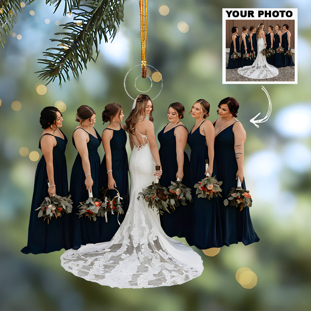 Customized Photo Ornament Wedding Photos With Friends - Personalized Photo Mica Ornament - Christmas Gift For Family Members