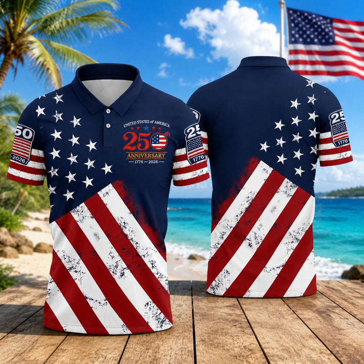 USA 250 Years Of Freedom Polo Shirt NCU0PDT06
