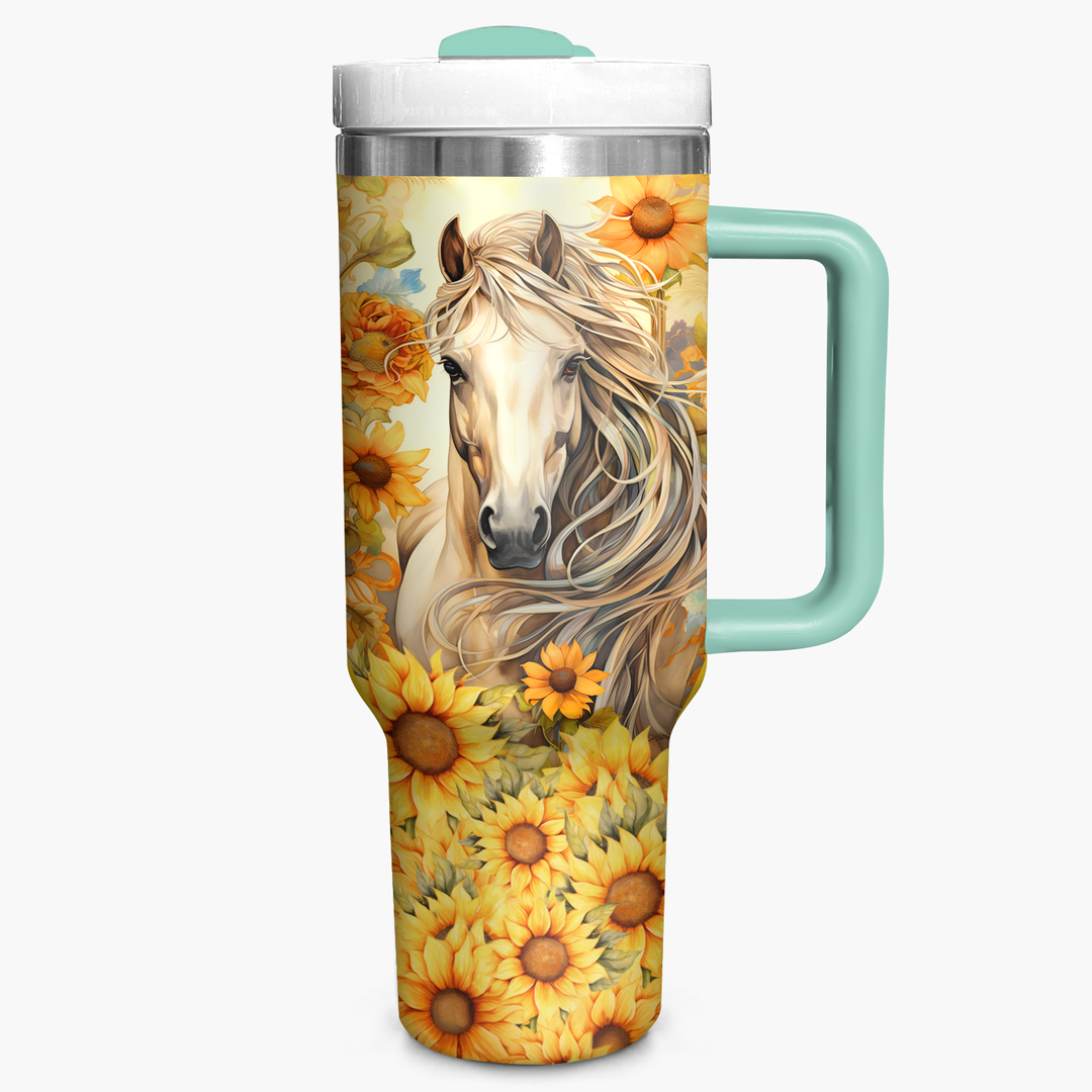 Field of Gold - Tumbler With Handle - Gift For Horse Lovers NCU0PT003