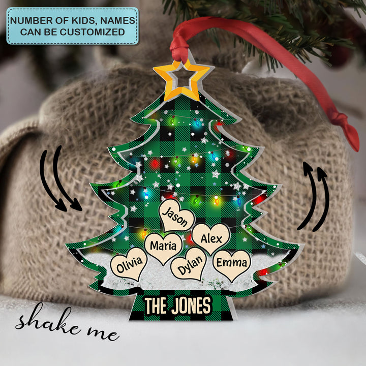 Family Christmas Tree - Personalzied Custom 5-Layer Christmas Shaker Ornament - Christmas Gift For Family Members, Mom, Dad