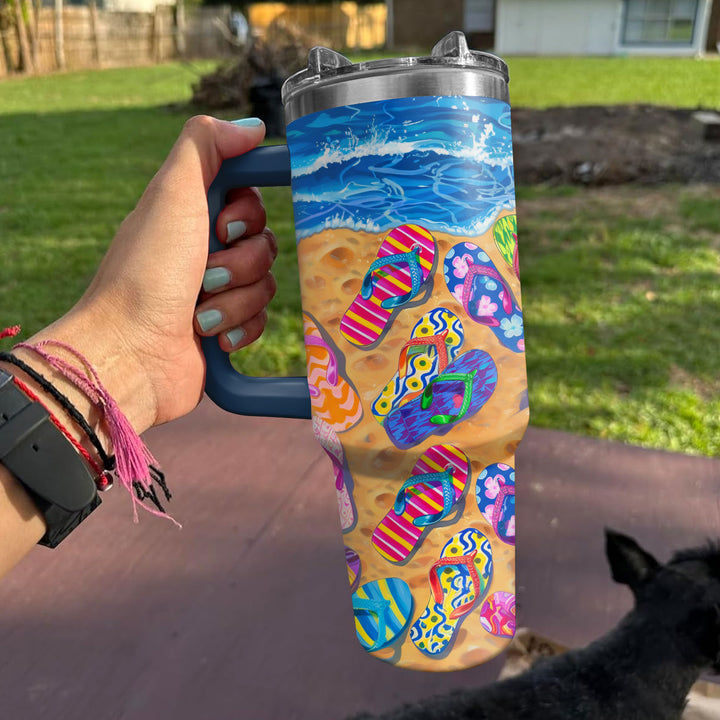 Life Is Better in Flip Flops - Tumbler with Handle - NCU0TL008