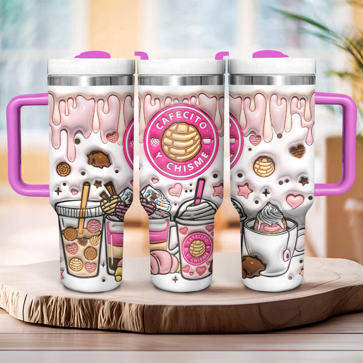 Runs On Cafecito Y Chisme - Tumbler With Handle - NCU0TL017