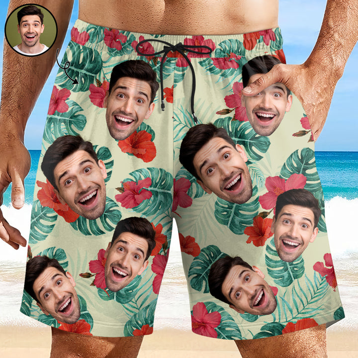 Don't Worry Beach Happy - Personalized Unisex Man Beach Shorts - Gift For Family Members