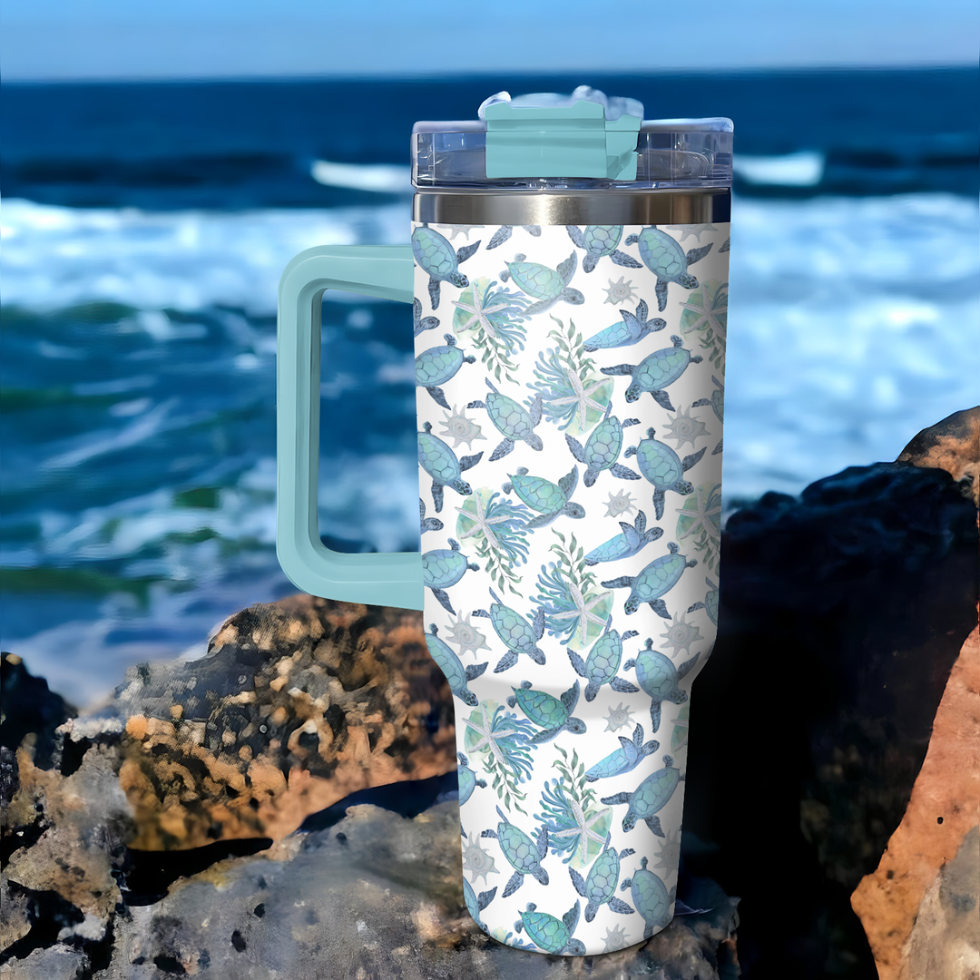 Baby Turtles - Tumbler With Handle - Gift For Turtle Lovers - NCU0DV004