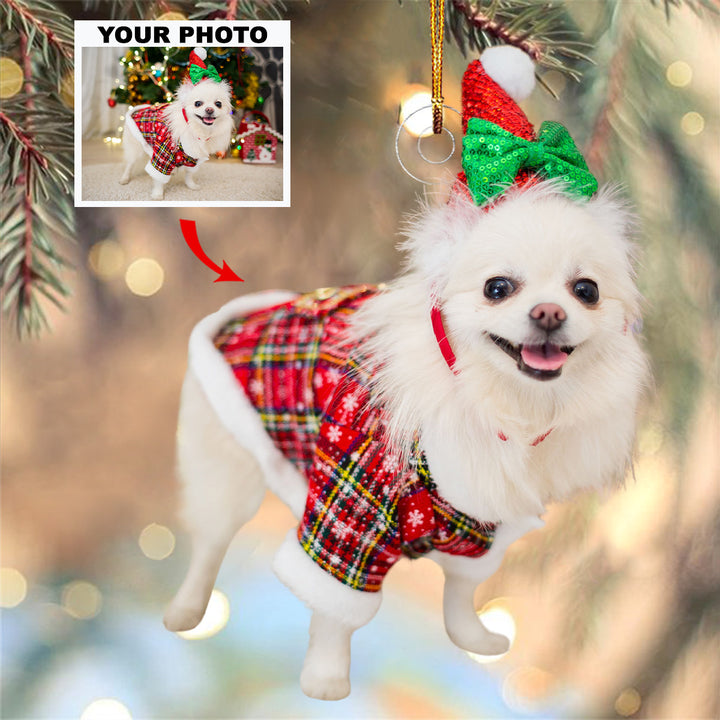 Merry Fluff - Personalized Photo Mica Ornament - Gift For Pet Lovers, Pet Owners, Family Members