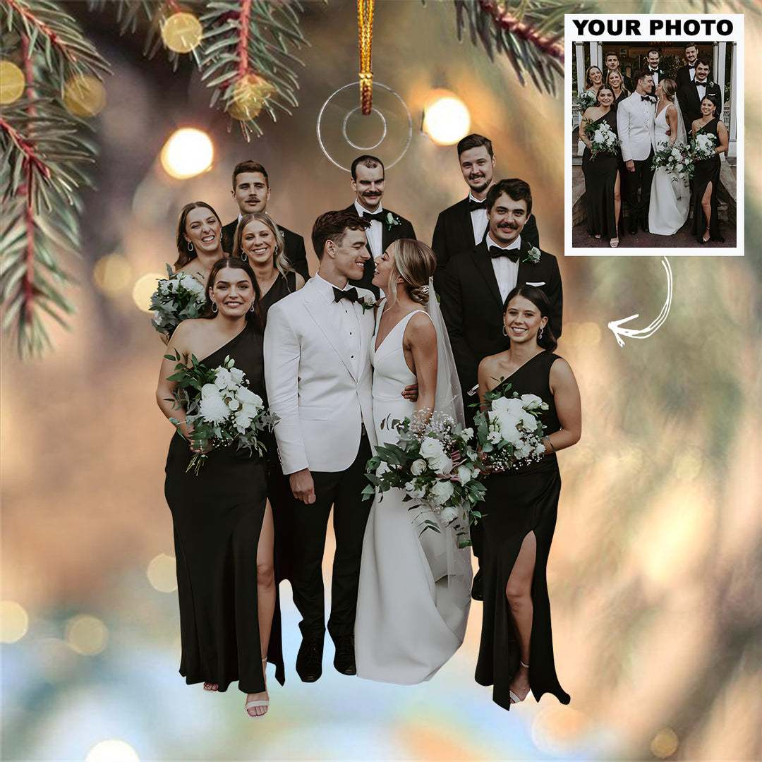 Customized Photo Ornament Wedding Photos With Friends - Personalized Photo Mica Ornament - Christmas Gift For Family Members