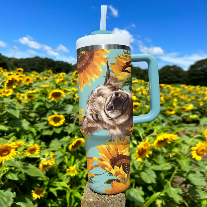 Highland Cow With Sunflower - Tumbler With Handle - NCU0DK002