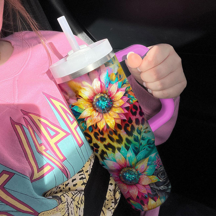 Glitter Sunflowers - Tumbler With Handle - NCU0TL015