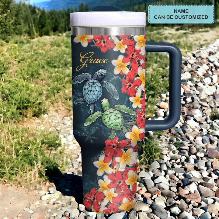 Tropical Turtle - Personalized Tumbler with Handle - NCU0TT013