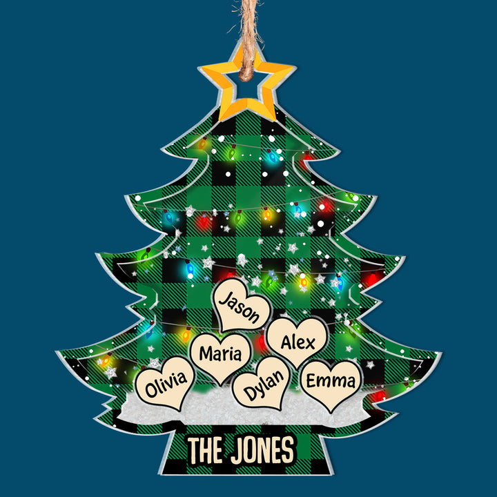 Family Christmas Tree - Personalzied Custom 5-Layer Christmas Shaker Ornament - Christmas Gift For Family Members, Mom, Dad