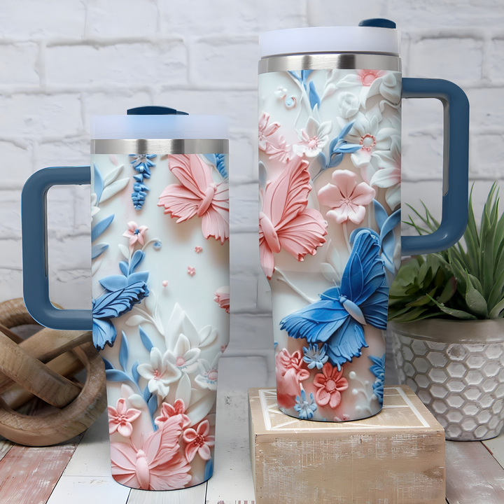 Butterfly Blossom - Tumbler with Handle - Gift for Butterfly Lover NCU0PT21