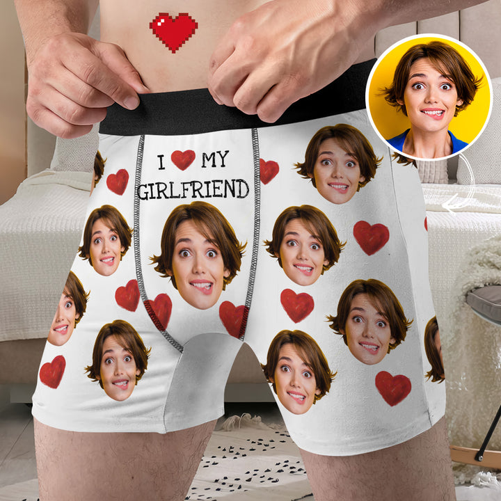 I Love My Girlfriend - Personalized Custom Men's Boxer Briefs - Gift For Couple, Boyfriend, Husband