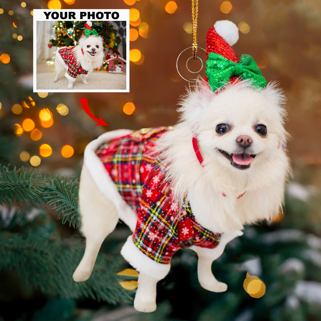 Merry Fluff - Personalized Photo Mica Ornament - Gift For Pet Lovers, Pet Owners, Family Members