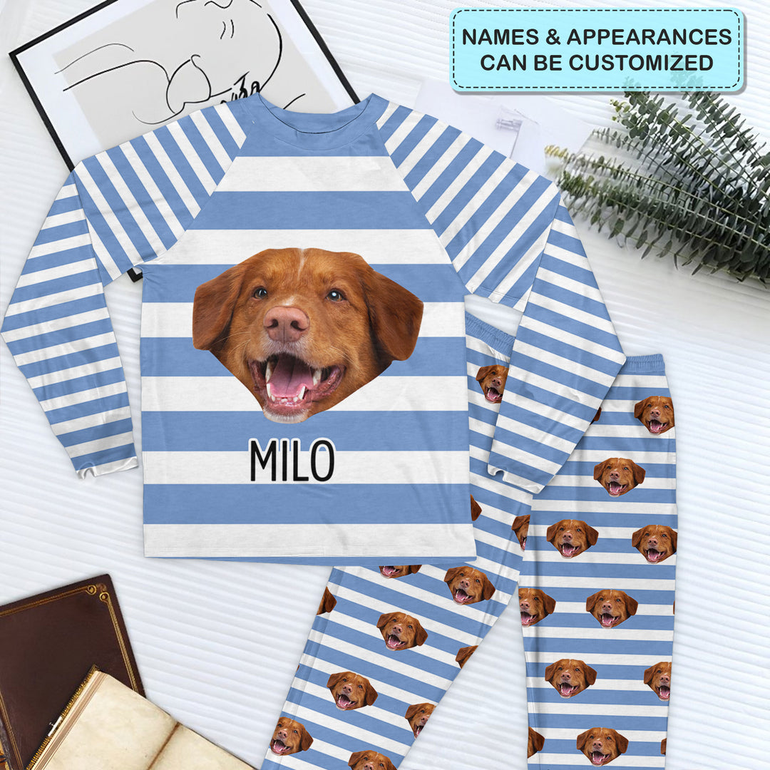 Cute Pet Face - Personalized Custom Raglan Pajama Set - Gift For Pet Lovers, Pet Owners