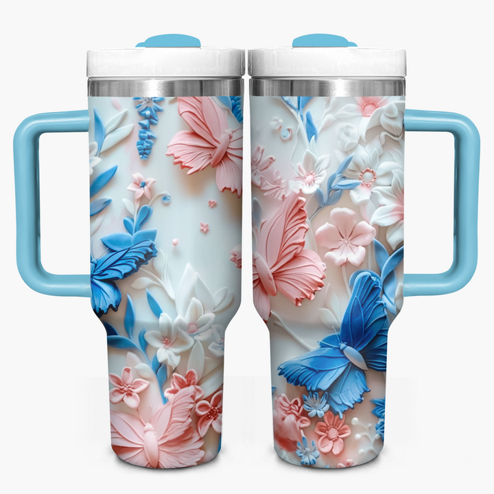Butterfly Blossom - Tumbler with Handle - Gift for Butterfly Lover NCU0PT21