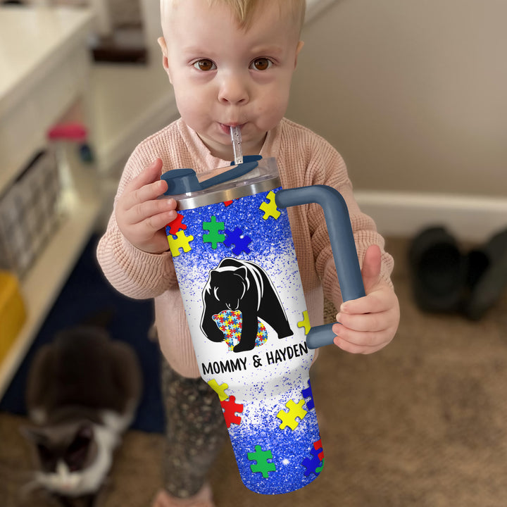One Lucky Mama - Personalized Tumbler with Handle - NCU0TL005
