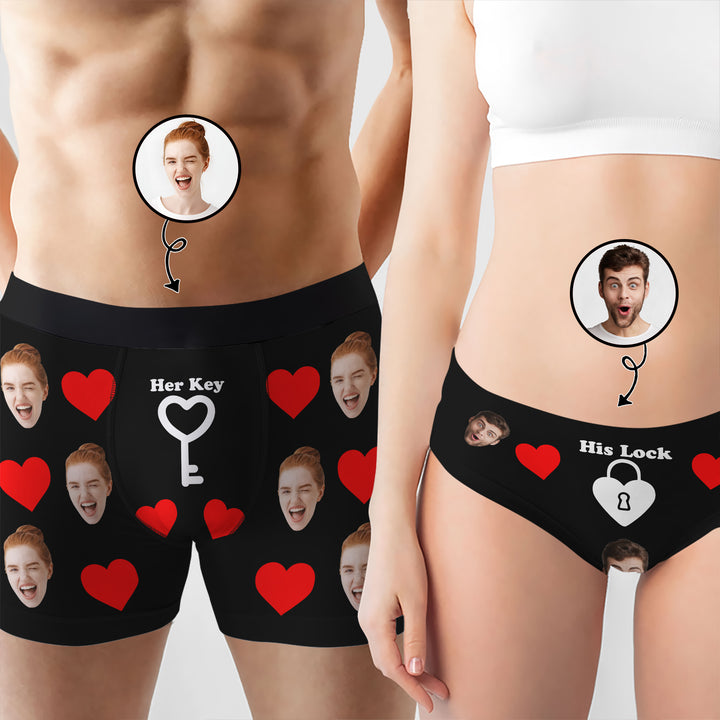 Lock And Key - Personalized Custom Couple Matching Briefs - Gift For Couple, Boyfriend, Girlfriend, Wife, Husband