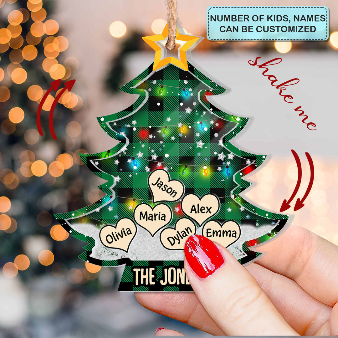 Family Christmas Tree - Personalzied Custom 5-Layer Christmas Shaker Ornament - Christmas Gift For Family Members, Mom, Dad