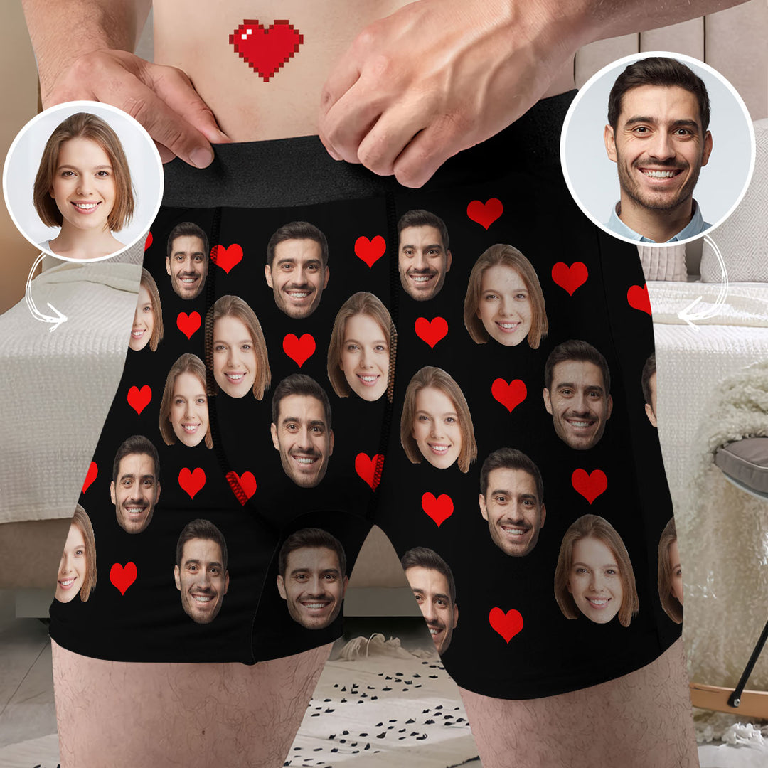 Couple Custom Face - Personalized Custom Men's Boxer Briefs - Gift For Couple, Boyfriend, Husband