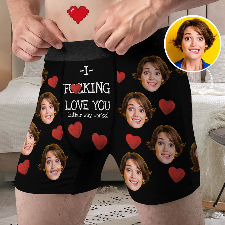 I F**king Love You - Personalized Custom Men's Boxer Briefs - Gift For Couple, Boyfriend, Husband