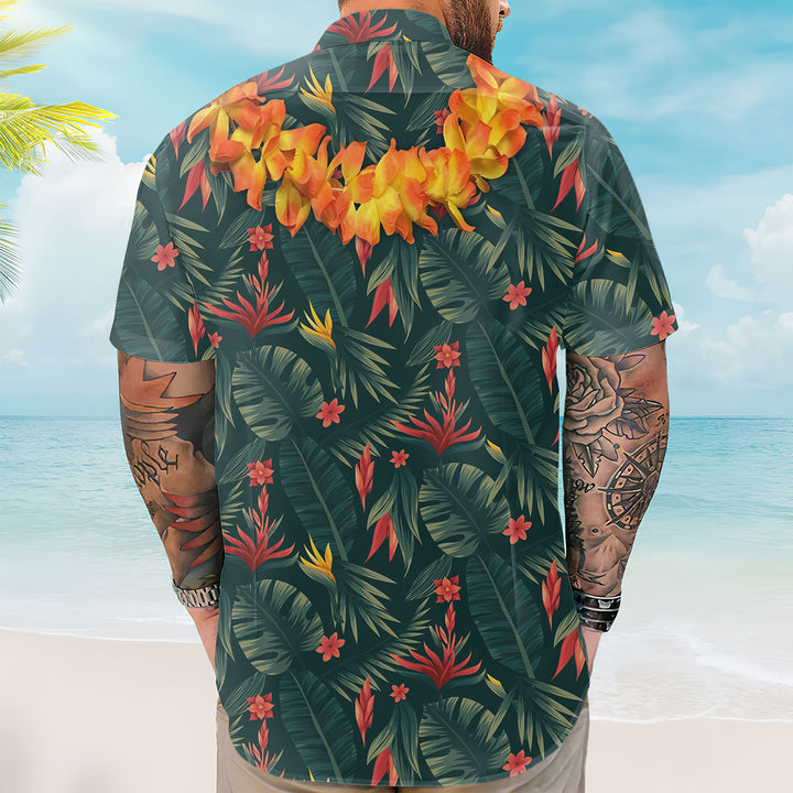 Funny Abs Aloha Tropical Flowers - Personalized Custom Unisex Hawaiian Shirt
