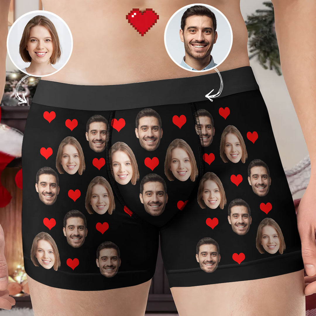 Couple Custom Face - Personalized Custom Men's Boxer Briefs - Gift For Couple, Boyfriend, Husband