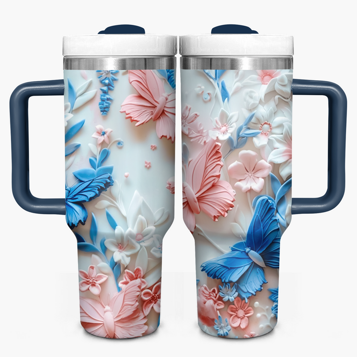 Butterfly Blossom - Tumbler with Handle - Gift for Butterfly Lover NCU0PT21