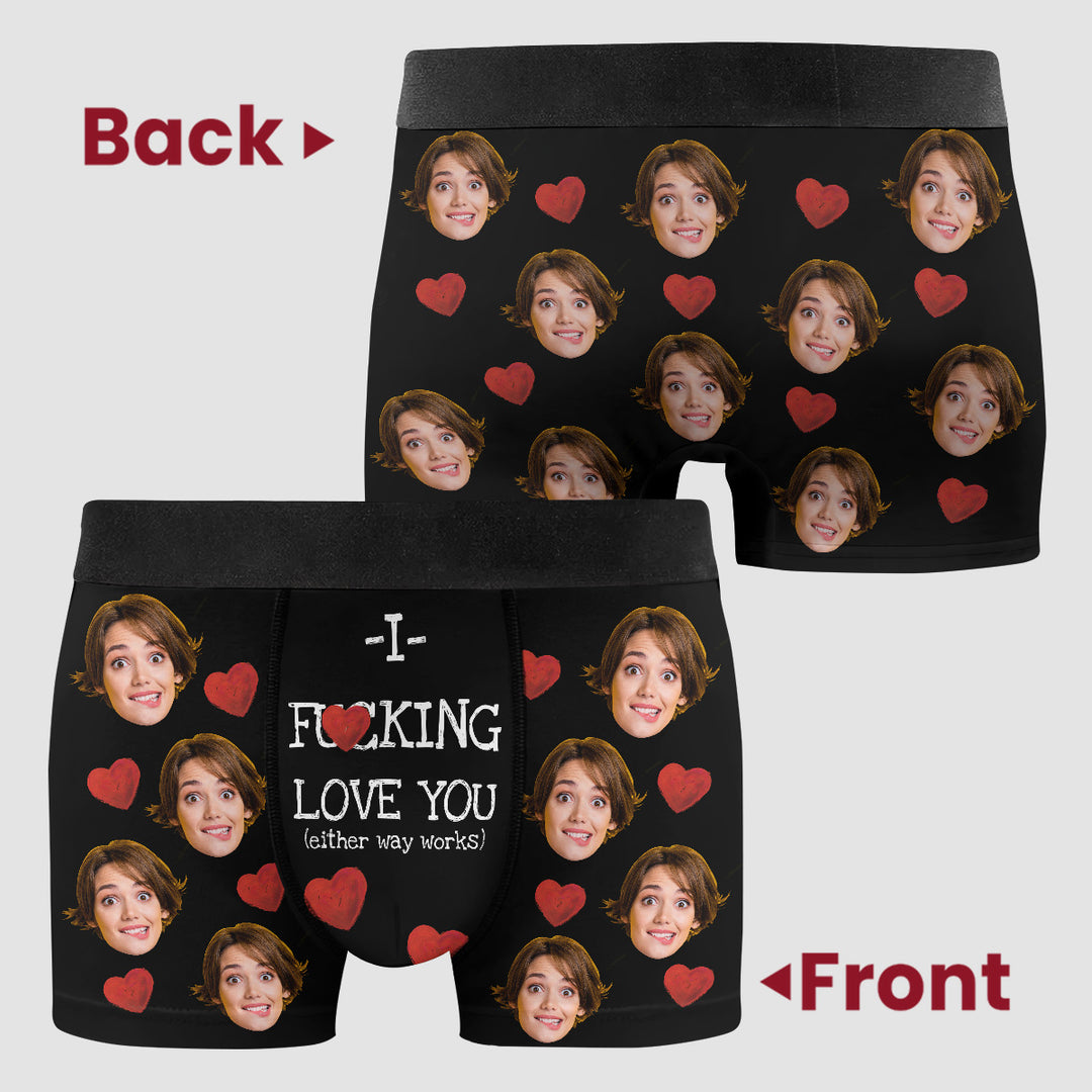 I F**king Love You - Personalized Custom Men's Boxer Briefs - Gift For Couple, Boyfriend, Husband