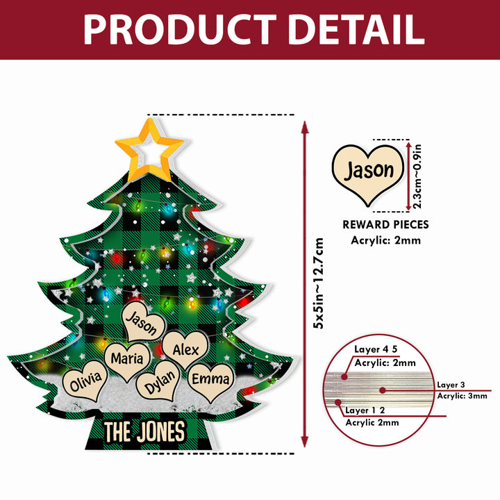 Family Christmas Tree - Personalzied Custom 5-Layer Christmas Shaker Ornament - Christmas Gift For Family Members, Mom, Dad